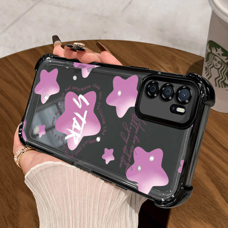 Casing Hp untuk OPPO A16 A16s A54s Case Casing Bintang Lipat pola Cesing HP Kesing empat Anti Drop s
