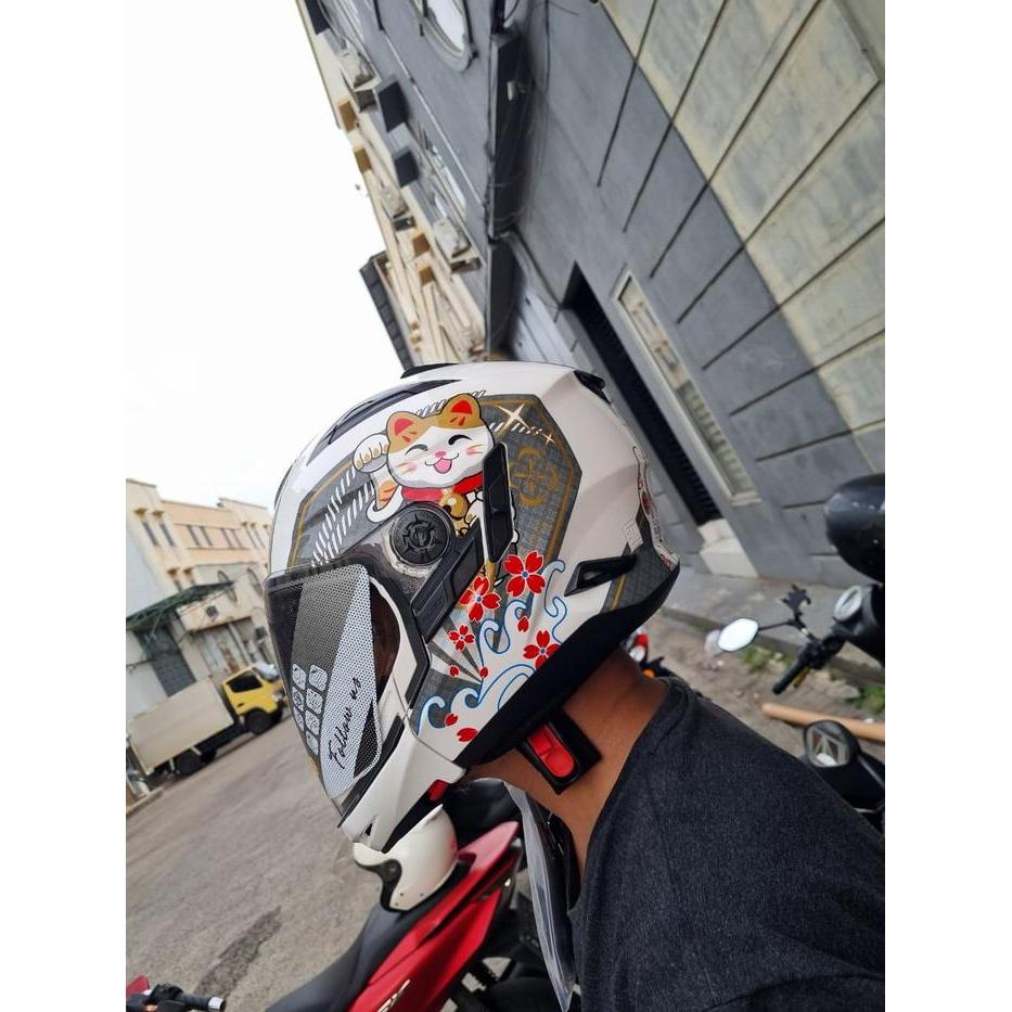 Zeus Zs 613C Whi/Aj42 Gray Glossy Double Visor