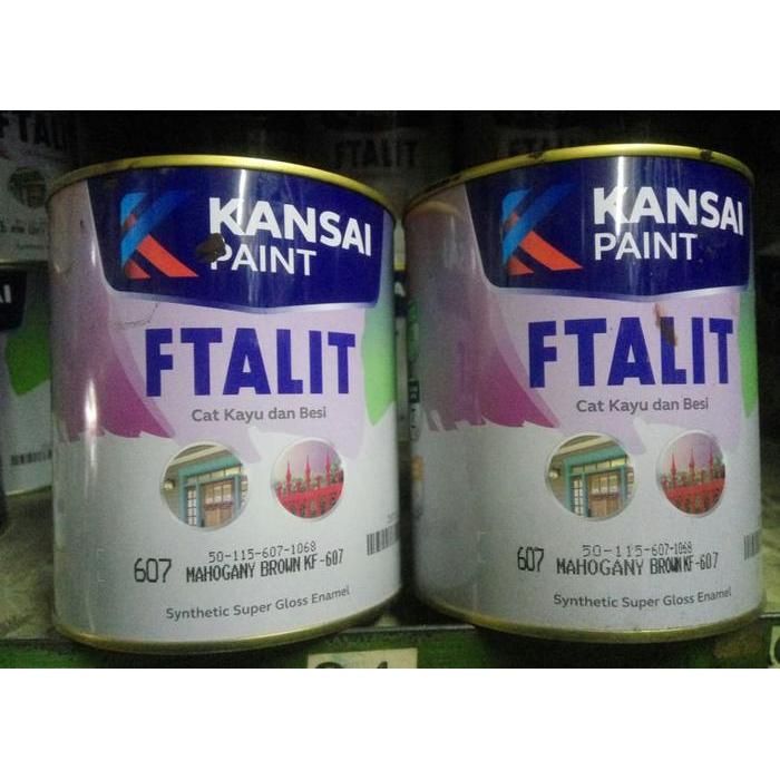 CAT BESI DAN KAYU WARNA COKLAT TUA KANSAI FTALIT KF-607 MAHOGANY BROWN KEMASAN PAIL-20KG