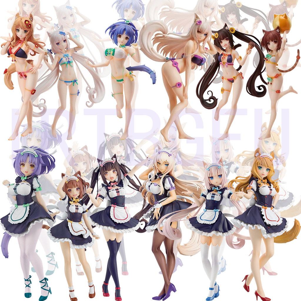 NEKOPARA Chocola Vanilla Azuki Coconut Cinnamon Maid dress Japanese Anime PVC Action Figure Toy Game