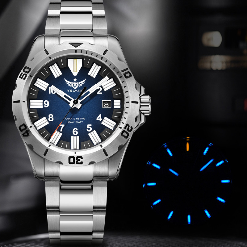 YELANG V1036 42mm Men Quartz Watch Luminous 10 Years Lithium Movement Rotated Dial 30ATM 300m