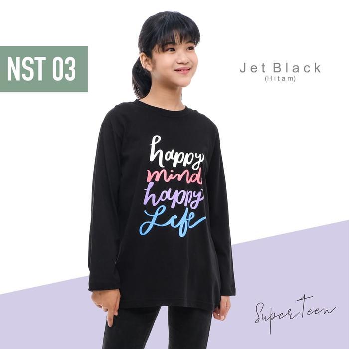 KAOS BAJU ANAK PEREMPUAN TANGGUNG KOREA SUPERTEEN 9-14 TAHUN HITAM
