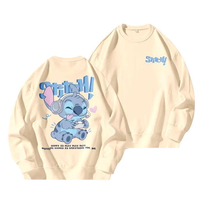PLAY STiTCH Sweatshirt Oversize Wanita Dan Pria Korean Style Basic Sweater Anak Remaja Dewasa