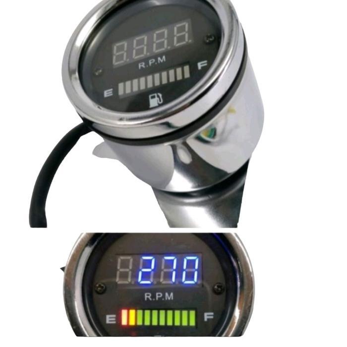 Speedometer Fuel Meter 2In1 Digital Rpm Plus Amper Bensin Led Universal Motor/Mobil Dill Pasti Promo