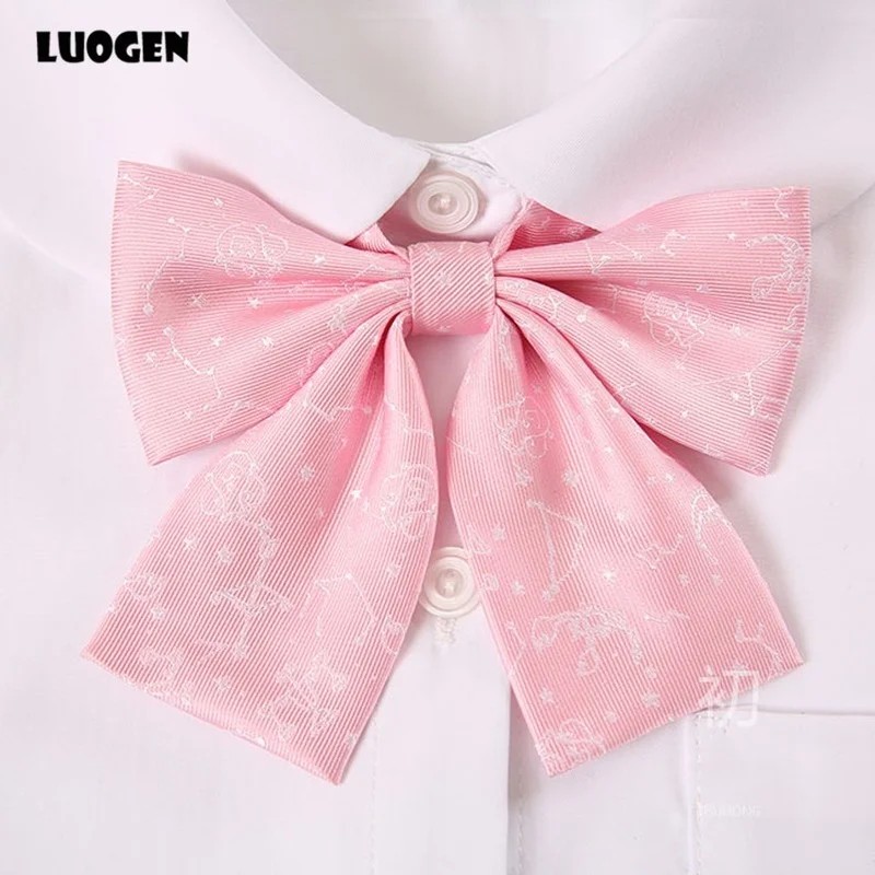Japanese School JK Uniform Girl Bow Tie 2024 Women Yarn-dyed Constellation Bow Tie Bow Floral