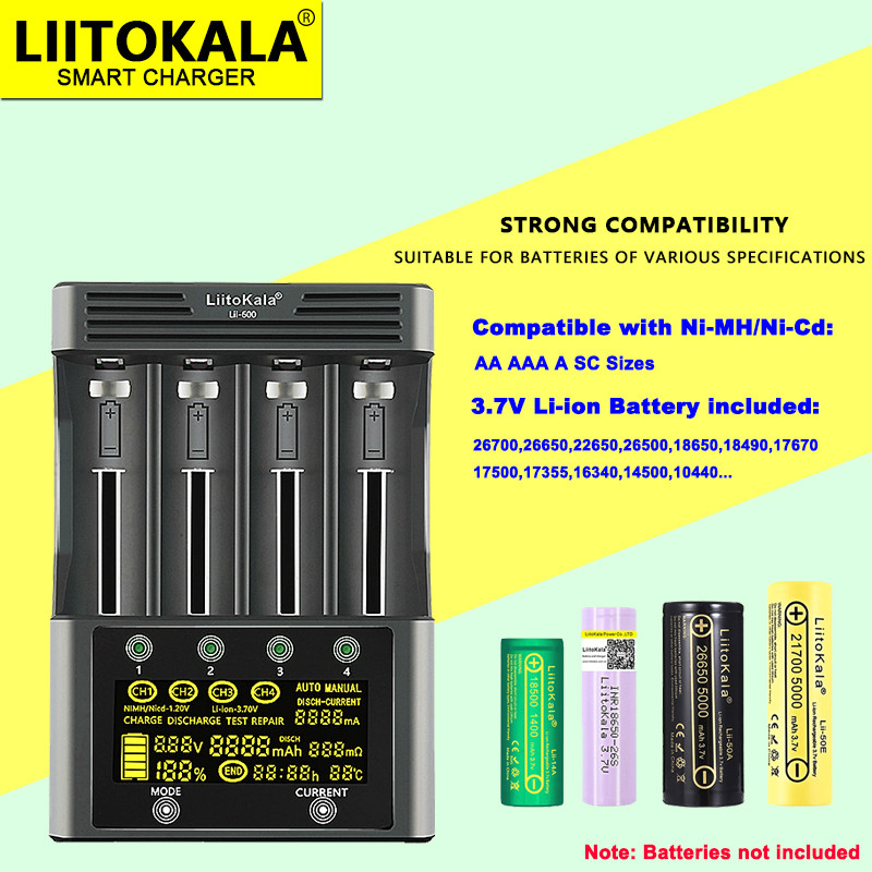 LiitoKala Lii-600 Battery Charger 12V5A For Li-ion 3.7V and NiMH 1.2V Battery Lii-202 402 Lii-S8 S12