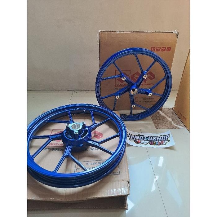 Velg Roda Depan Belakang Satria Fu Fi Injeksi Biru Original Sgp