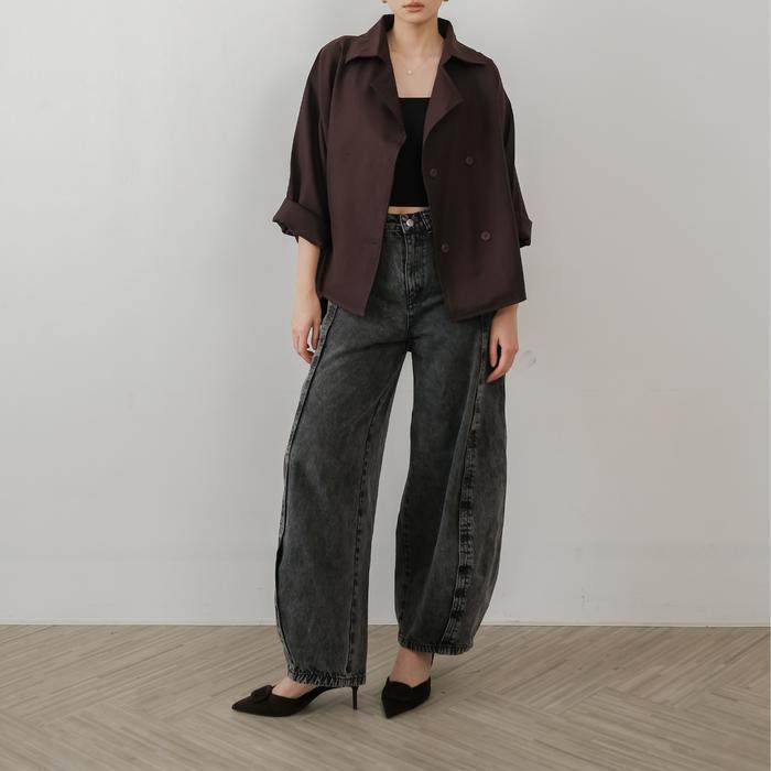 Lafore - Cc778 Min-Ah Semiwool Blazer Blazer Kerja Wanita Kekinian Hijab Formal Casual Oversized