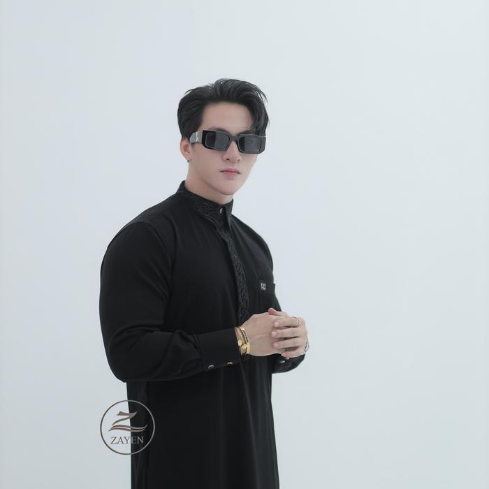 Jubah Slimfit pria Gamis Pria Slimfit jubah zayen hitam kerah daum kerah kemeja bordir jubah pria