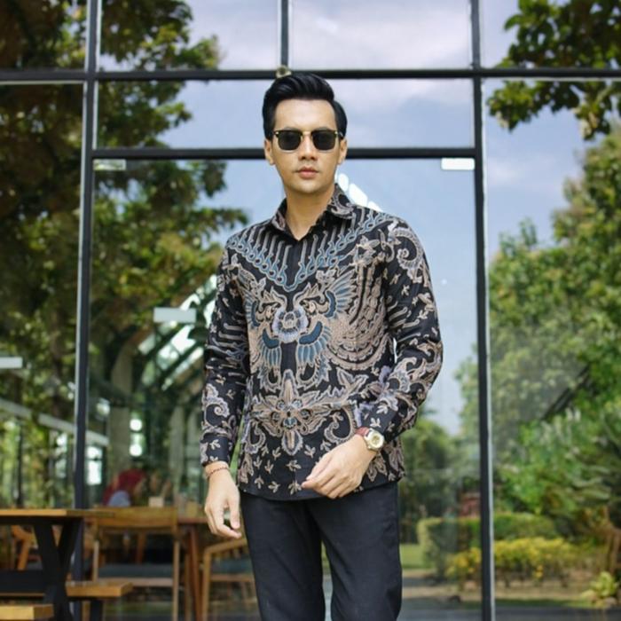 Batik Pandawa 2 Rose Gold Pria slimfit Floral Printing Abstrak High Cowok Hitam Katun Distro Baju