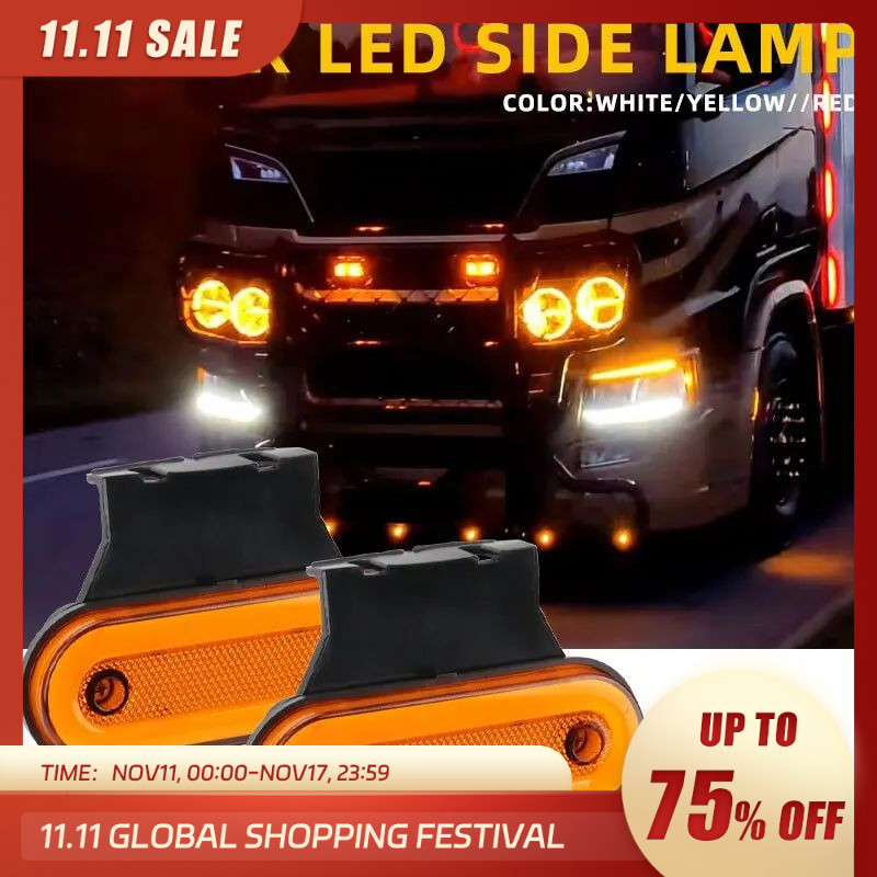 1X24V Led Lampu Penanda Sisi dengan Braket Lampu Izin Truk Lampu Belakang Lampu Parkir Peringatan Tr