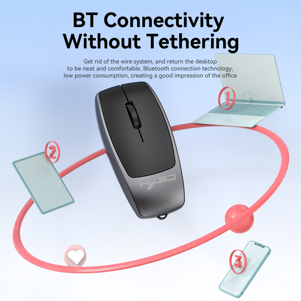 Ergonomic Rechargeable Wireless Mouse with Bluetooth and TF Card Reader