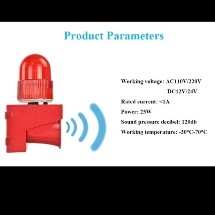 24 Volt Industrial Sound and Light Alarm Siren Waterproof/Dustproof