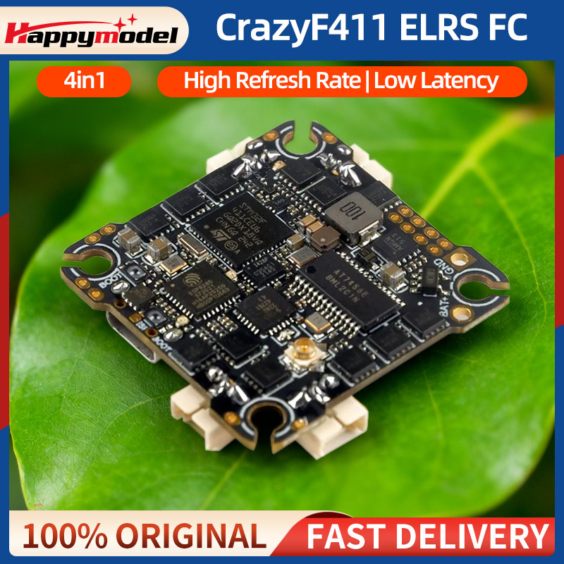 HappyModel CrazyF411 ELRS AIO 4in1 Flight Controller F411 FC Built-in UART 2.4G ELRS RX 2-4S Lipo