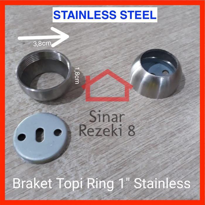 Bracket Topi RING 1" inch STAINLESS Pipa Bulat Braket Gantungan Lemari .