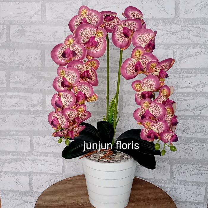 BUNGA ANGGREK LATEX HIAS DEKORASI RUANG TAMU