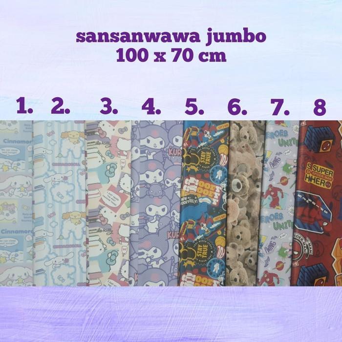 Kertas Kado Sansan Wawa Jumbo ukuran 100 x 70 cm
