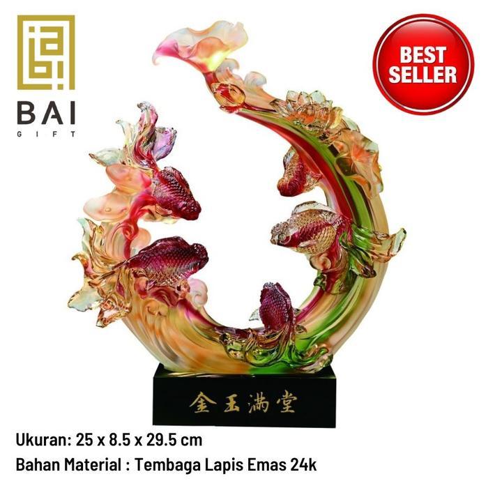 Pajangan Ikan Koi Krystal Ikan Mas Koki Hiasan Dekorasi Rumah Patung Ikan Mas Koi Hadiah Feng Shui