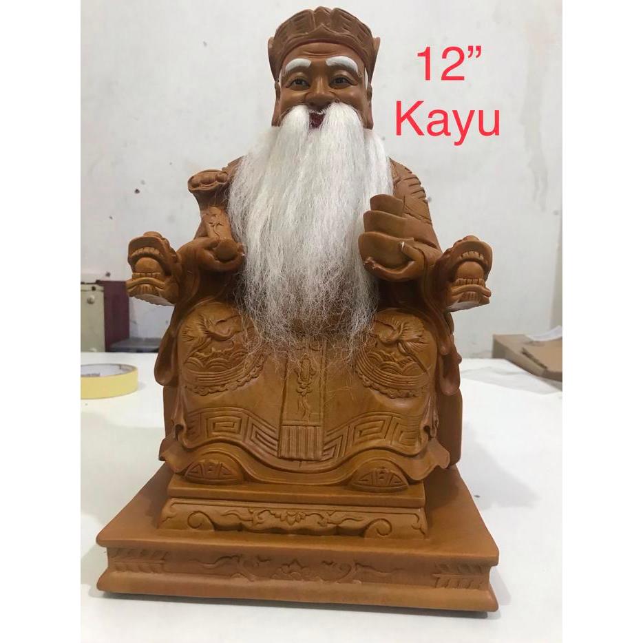 Patung dewa bumi kayu polos 12 inch