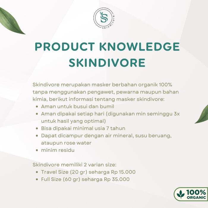 DISKON [BUNDLING] MASKER ORGANIK SKINDIVORE FULLSIZE 60GR BPOM