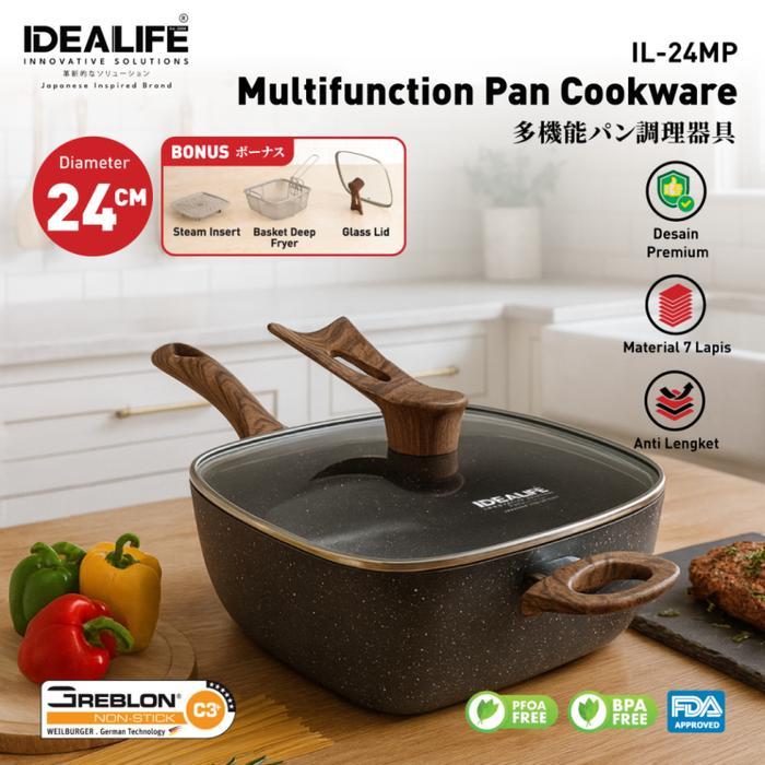 Idealife Multi Function Pan Cookware - Panci Serbaguna (24Cm) Il-24Mp