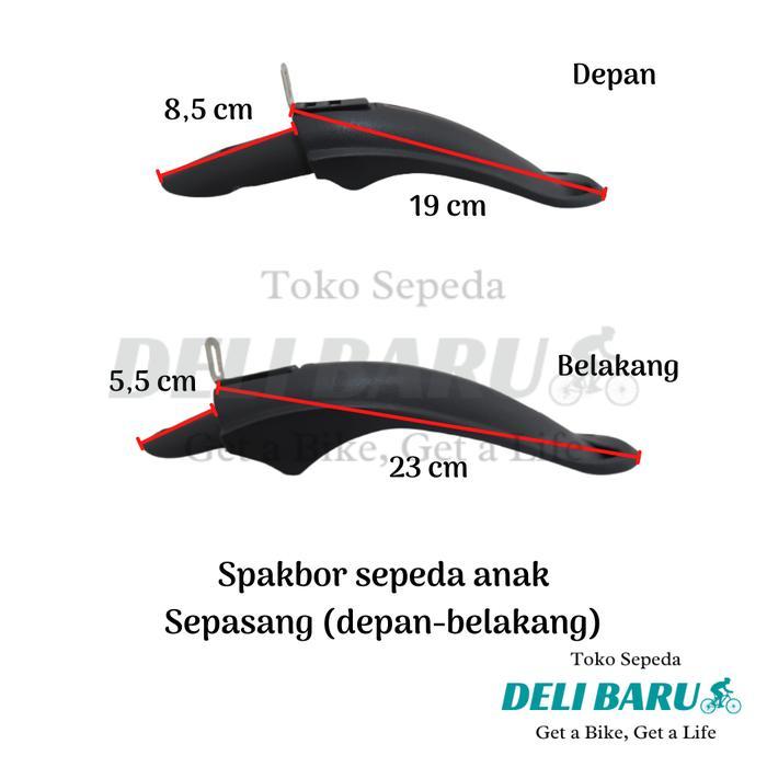 Deli baru Spakbor hitam slebor sepeda anak ukuran 12, 16, 18 sepasang