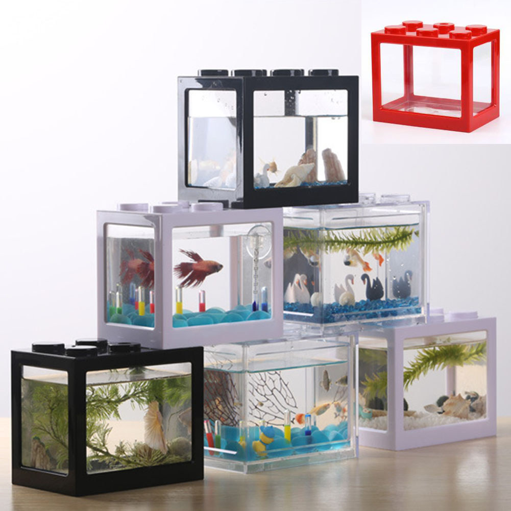 SWEETHOME Superposed Mini Aquarium Fishbowl for Rumble Fish Marimo Spider MarimoNo USB No Light