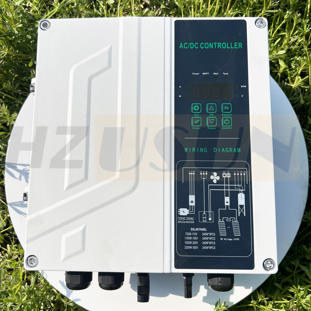 HZUSUN 3HP AC/DC HYBRID Solar Pump Controller MPPT Pump Controller DC 110V 150V 200V 300V 2.2KW Auto