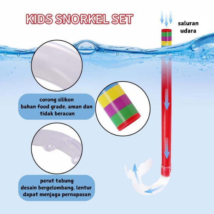 Snorkeling Mask Anak / Kacamata Menyelam Anak Remaja Snorkel Diving Mask Peralatan Selam Lensa