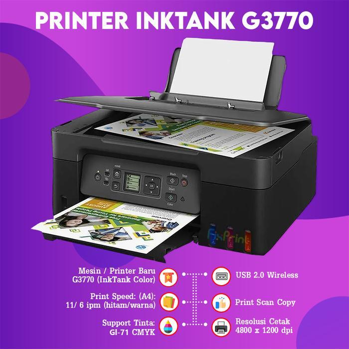 Printer Canon PIXMA G3770 Wireless Print-Scan-Copy Printer Multifungsi / Printer Canon MegaTank