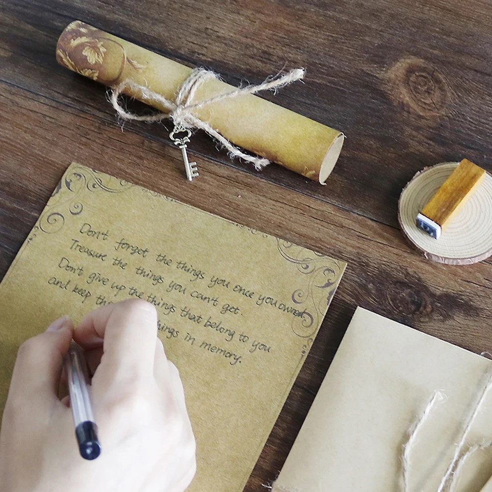 Europe Style Kraft Envelope Letter Paper With Rope Vintage Letter Message Pad Wedding Letter School