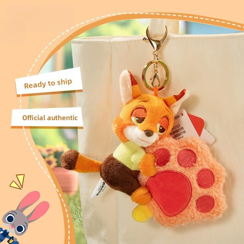 Authentic Disney Zootopia Judy Nick Hug Figure Car Key Decor Portable Bag Charm Merchandise Trendy