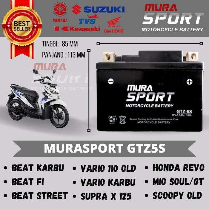 AKI MOTOR BEAT FI, BEAT KARBU, BEAT STREET, BEAT POP MURASPORT GTZ5S 12V 3.5AH