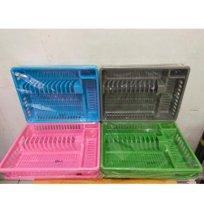 Rak Piring Plastik + Alas Nampan / Tempat Pengering Piring Murah Kecil