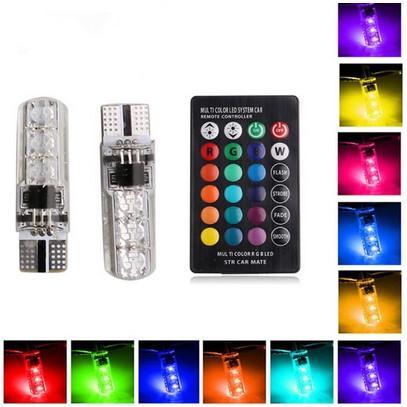 "New" Bohlam senja warna warni mobil motor Lampu LED T10 Remote RGB Lampu Kota Senja Motor Mobil