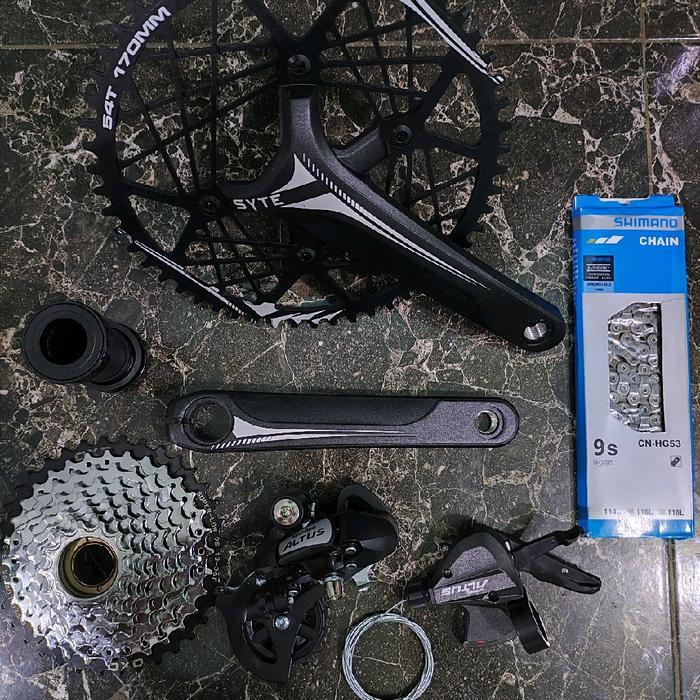 Groupset Shimano 7 8 9 Speed Altus Acera M390 M370 Ulir Drat with Crankset HT ll Single Original
