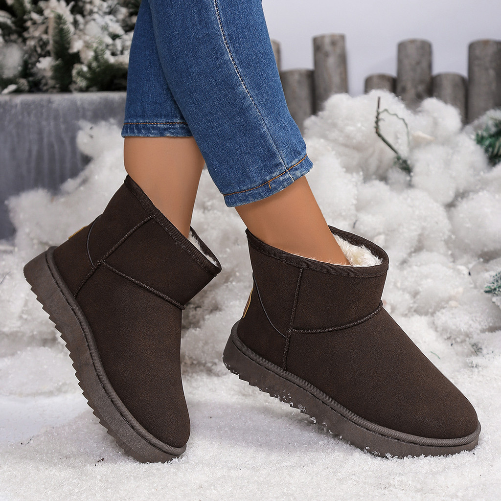 Sepatu Boots Salju Wanita Musim Dingin dengan Sol Tebal, Ringan, Hangat, Desain Korea Serbaguna