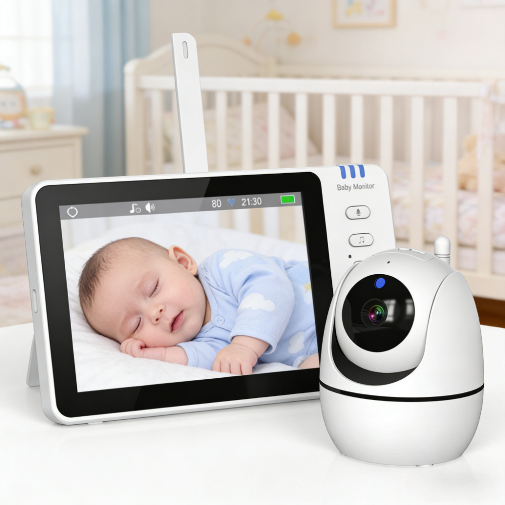 5 Inch Electronic Baby Monitor Temperature Sensor Lullaby Babyphone Surveillance PTZ Video Cam