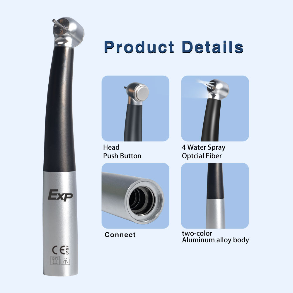 Exp Dental Fiber Optic Handpiece Torque Head Air Turbine Ceramic Bearing Dentist Tool Compatible wit