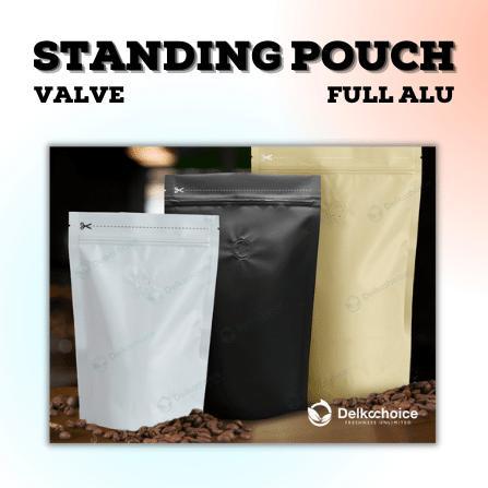 STANDING POUCH VALVE ZIPLOCK ALUMUNIUM FOIL DELKOCHOICE