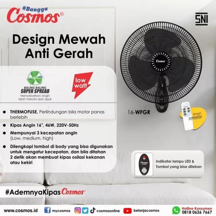 Kipas Angin Dinding Cosmos 16Wfgr - Remot / Wallfan Cosmos 16 In Remot Terpercaya