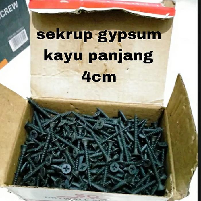 1 Dus Skrup Gypsum 4Cm Isi 1000Pcs 1 Dus Sekrup Gipsum 6X1 1/2" Sekrup Hitam 6 X1 1/2" 4 Cm 1000Pcs