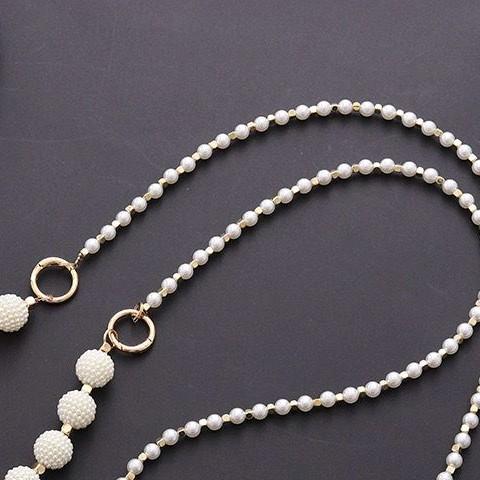 Lyra_Onlineshop25 (0028) Tali Gantungan Hp/Tas Manik Manik Mutiara Putih Bisa Di Selempang Universal