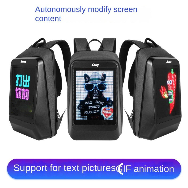 Led Backpack Waterproof Sports Backpack Full Color Screen DIY Smart Led Pixel Backpack Billboard