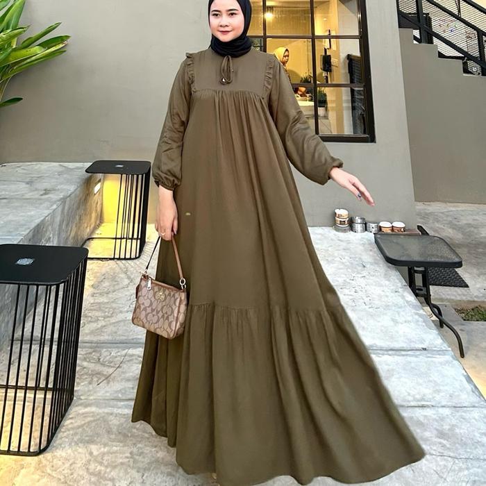 READY Siena Dress Cantik Lya.id busui friendly Bahan Rayon Twill bahan adem Nyaman Gamis Muslim