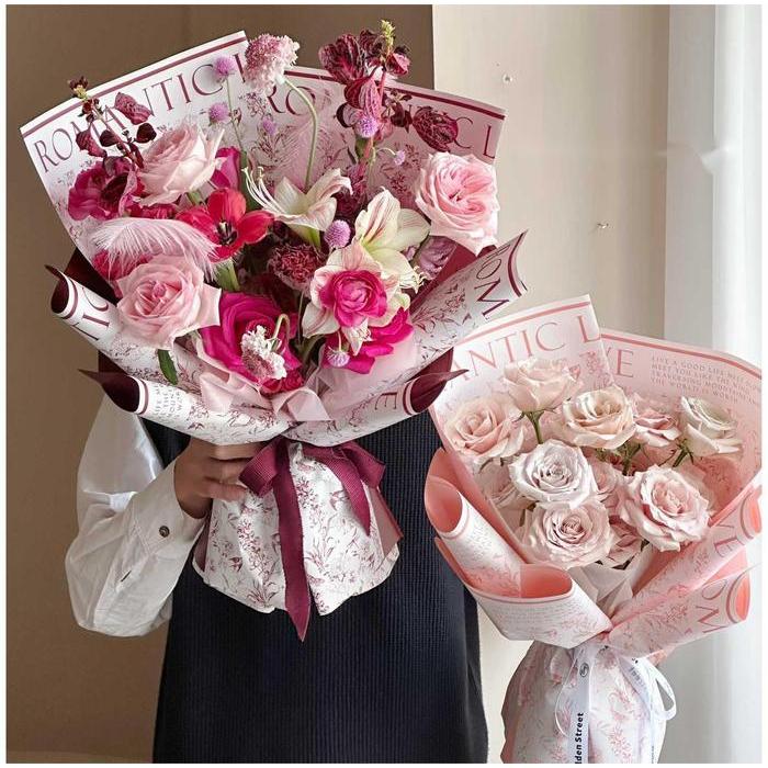 ROMANTIC - flower wrapping cellophane paper kertas buket korean import motif