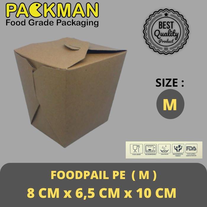 FOOD PAIL KRAFT/RICE BOX COKLAT/PAPER LUNCHBOX/NOODLE BOX - UKURAN M