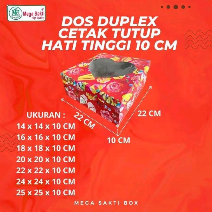 (ISI 10 PCS) DOS / DUS KUE TUTUP PISAH HATI / DUPLEX CETAK KARTON BOX KOTAK HAMPERS DUPLEX CETAK
