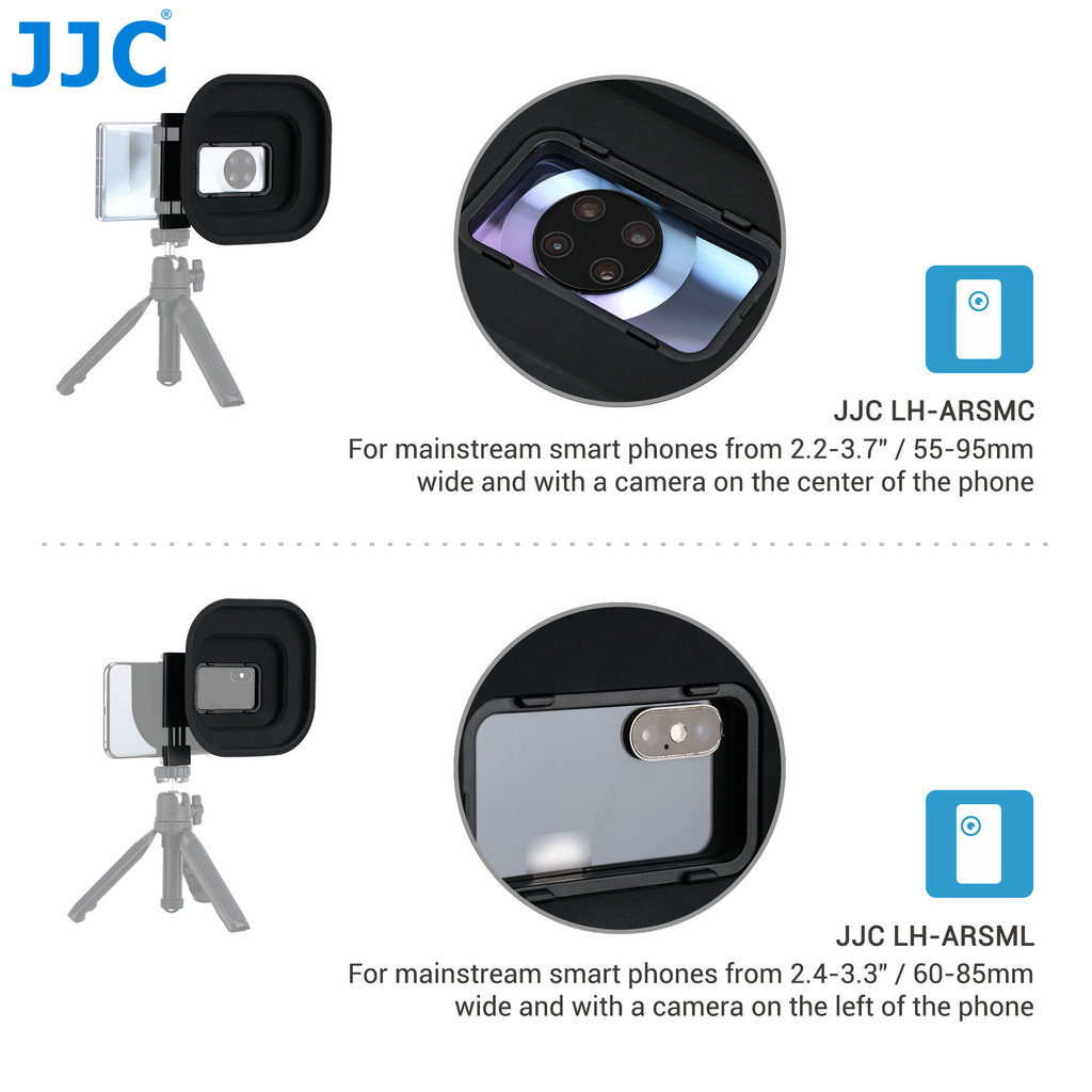 JJC Anti-Reflection Camera Lens Hood for iPhone 15 14 13 12 Samsung Android w Cold Shoe Phone Lens