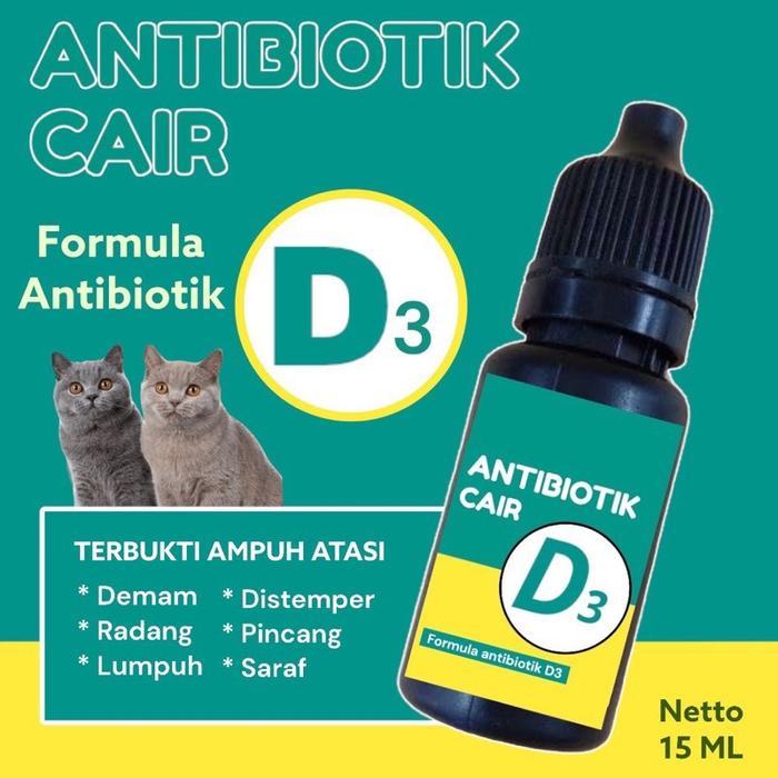 Diki_Diku Antibiotik D3 Cair 15Ml Vitamin Kucing D3 Cair Vitamin D3 Antibiotik Cair Untuk Lumpuh,